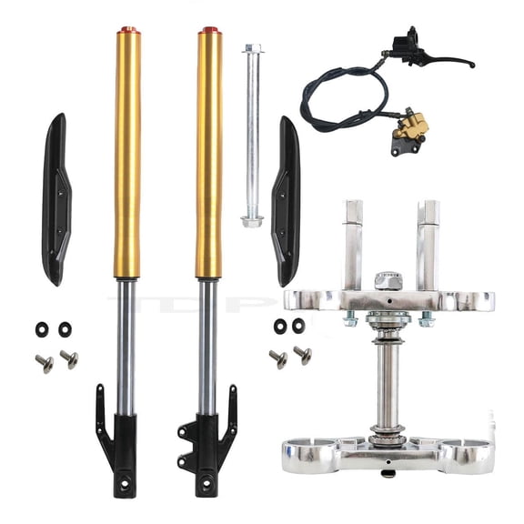 630mm Front Forks 45/48mm Triple Tree Clamp w/ 12mm Axle   Hydraulic Brake Assembly for Mini Pit Monkey Dirt Bike Razor MX650 CRF50 XR50 SSR Apollo Taotao 70cc 90cc 110cc 125cc