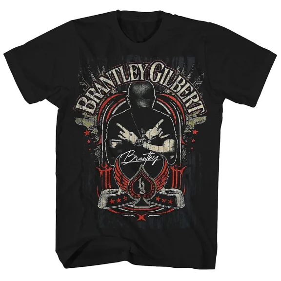 Reprint Rare SALE Vtg Brantley Gilbert In Concert Tour Cotton Black Unisex Full Size Shirt