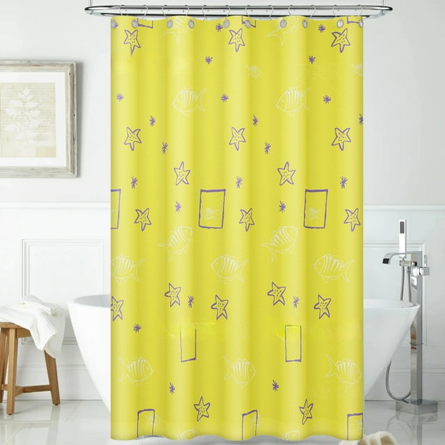 Fmbmuo Rideaux de Douche Polyester Lourds Décorations Jaunes, Imprimés Modernes Rideau de Douche 1Pcs