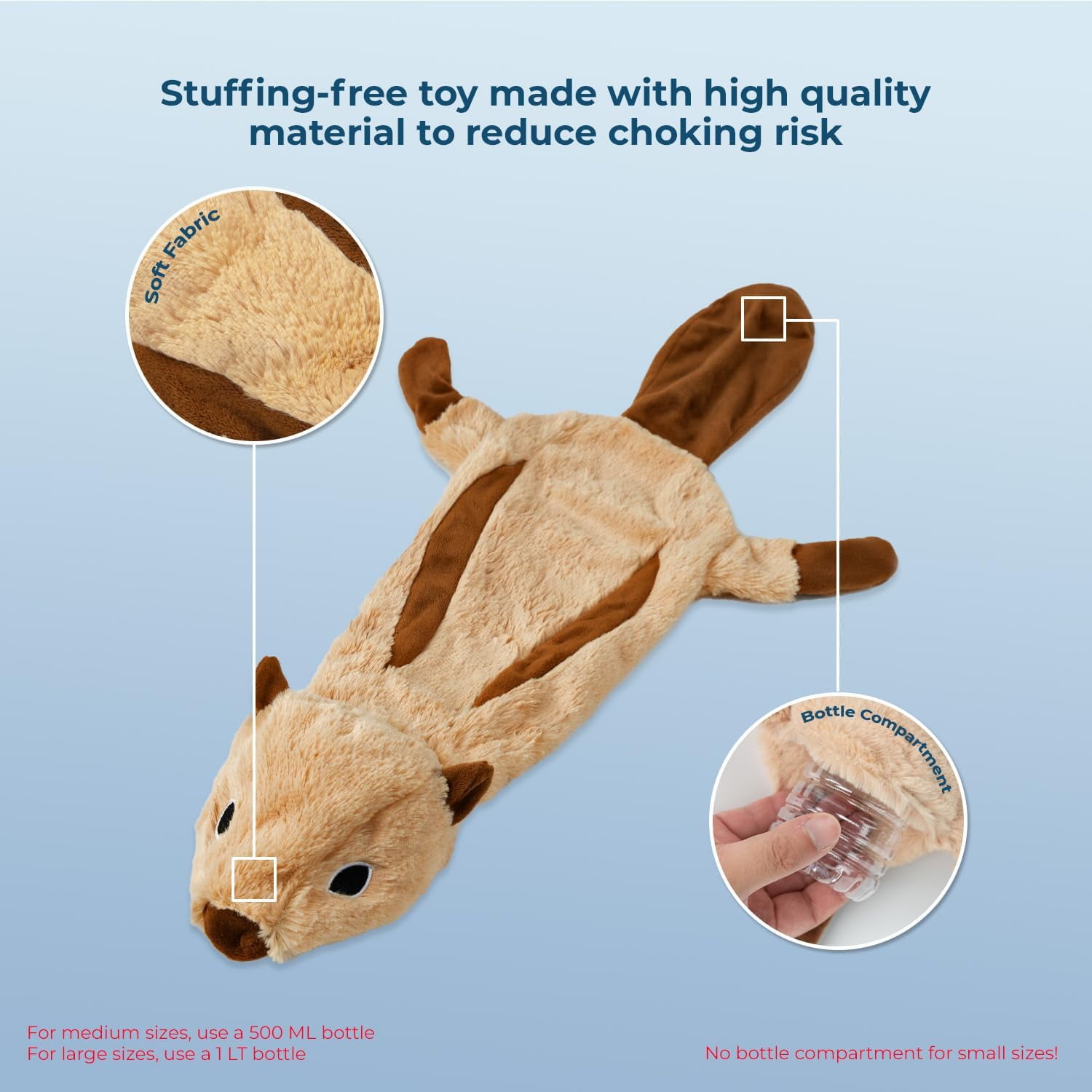 Best Pet Supplies 4-in-1 Stuffless Squeaky Dog Toys with Soft, Durable Fabric for Small, Medium, and Large Pets, No Stuffing for Indoor Play, Holds A Plastic Bottle - 4 Figures, Large