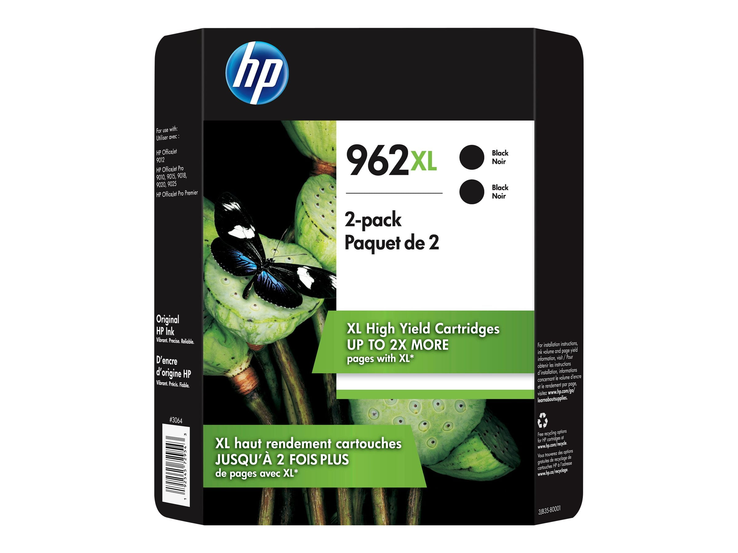 HP 962XL 2pack 47.86 ml High Yield black original ink