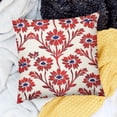 thumbnail image 2 of BANET Block Print Throw Pillow Covers  Red and Blue Vintage Boho Floral Outdoor Decorations Decorative Throw Pillows Cases Cushion Covers for Home Living Room Couch Decor 24x24in, 2 of 5