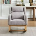 thumbnail image 2 of Rocking Chair Nursery with Waist Pillow, 27.2"W Modern Upholstered High Back Accent Lounge Chair Armchair with 2 Side Pockets, Nursery Rocker Glider Wingback Chair for Living Room Bedroom, Grey, 2 of 7