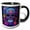 Black/White, variant on 3drose, a Vibrant, Neon-colored Sugar Skull with Flowers in Blacklight Style., 15oz Two-tone Black Mug