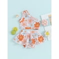 thumbnail image 2 of CIYCuIT Toddler Baby Girls 2Pcs Bikini Swimsuit Flower Print One Shoulder Sleeveless Tops + Swim Shorts 6M 12M 18M 24M 3T 4T Kids Cute Summer Bathing Suit Beach Wear, 2 of 8