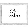 thumbnail image 1 of Oh Baby Tapestry, Modern Brush Effect Calligraphy Artistic Lettering of Oh Baby Saying Print, Wall Hanging for Bedroom Living Room Dorm Decor, 80W X 60L Inches, Black and White, by Ambesonne, 1 of 2