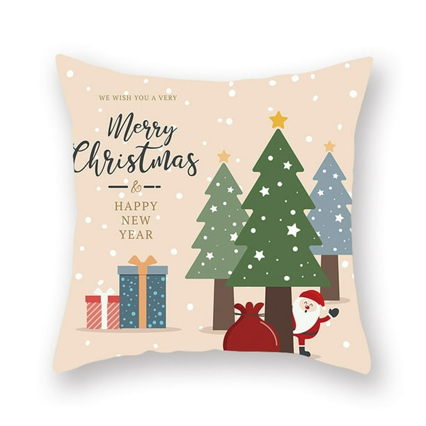 Advancent Funda de almohada de 2 piezas con estampado de elementos navideños, decoración de funda de almohada de poliéster lavable para sofá, funda de Kits de decoración para fiestas B-06709 Advancent HA007819-09