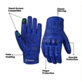 thumbnail image 4 of Motorcycle Leather Gloves With Reinforced Knuckles, Full Finger, Touchscreen Finger Tips, Blue ZAMGEAR, 4 of 7