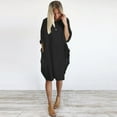 thumbnail image 3 of IDALL Plus Size Dresses,Long Sleeve Dress Womens Pocket Loose Dress Ladies Crew Neck Casual Long Tops Dress Plus Size Elegant Dresses,Womens Dresses,Casual Dresses for Women Black Dress 2XL, 3 of 6