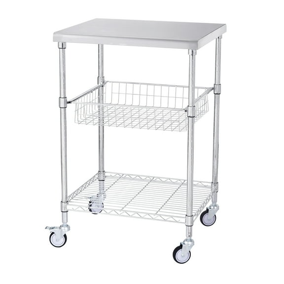 KFFKFF 3-Tier Utility Cart Rolling Cart on Wheels 470 lbs 24"x20"x36.6" 6 Hooks