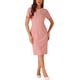 thumbnail image 2 of Vestido de mujer corto de manga corta Inspire Chic, vestido ajustado de tweed para el trabajo, vestido lápiz L rosa, 2 of 5