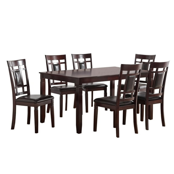 Modish 7 Pieces Dining Set of Rubber Wood In Espresso Brown