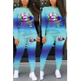 thumbnail image 1 of Women 2 Piece Outfits Set Tie Dye Printed High Waist Long Sleeve Tops + Drawstring Pants Tracksuit Set, 1 of 4