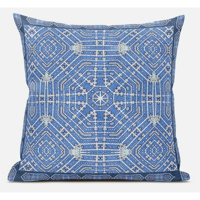 Geostar Wreath Palace Throw Fabric Pillow in Blue Gray Green 16x16