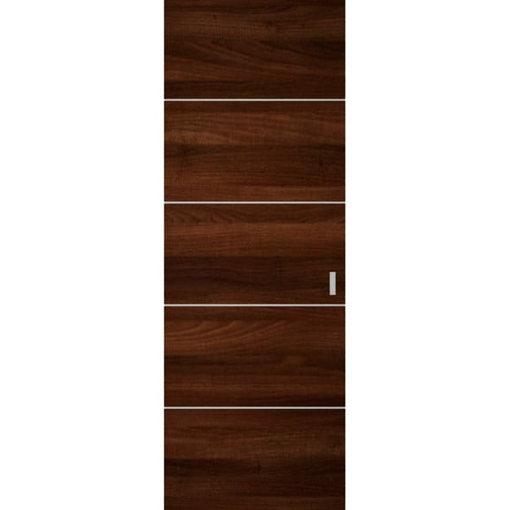 Hidden Barn | Planum 0020 Chocolate Ash | Sturdy Finished Doors | Magic Concealed Sliding Set 18" x 80"