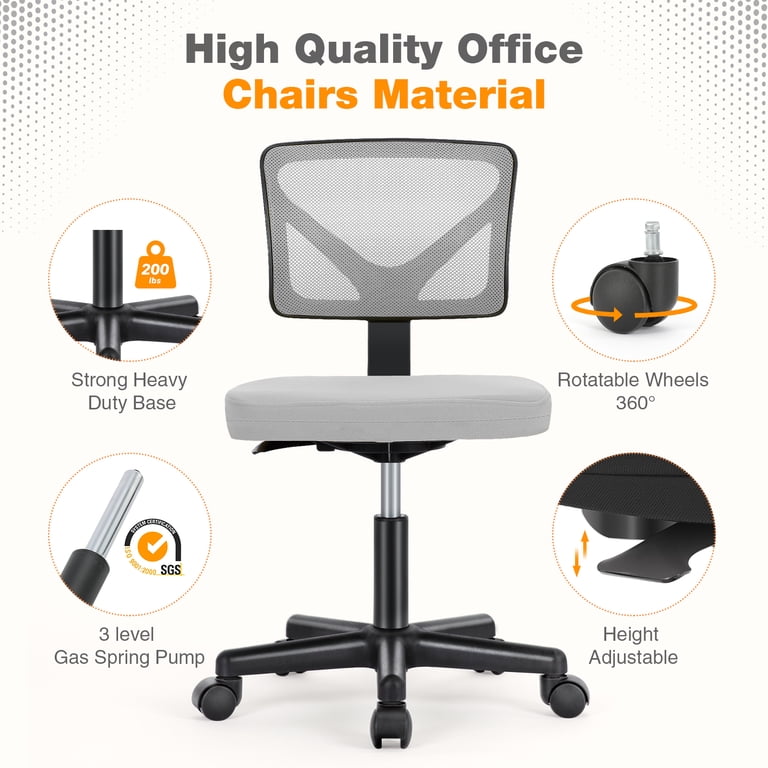 edx Ergonomic Desk Chair, Armless Mesh Computer Chair, Adjustable