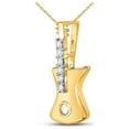 thumbnail image 2 of FB Jewels 10kt Yellow Gold Womens Round Diamond Electric Guitar Music Instrument Pendant 1/20 Cttw, 2 of 2
