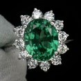 thumbnail image 2 of HeartsAndYou 2ct Oval Natural Green Emerald Moissanite Floral Halo Ring 14k SOLID White Gold, 2 of 9