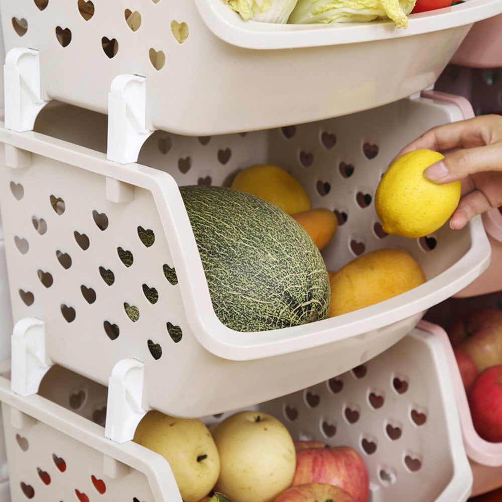 LEEYNEER Plastic Stackable Storage Bins for Pantry  Closet Organizer Plastic Bins Snack Organizer for Pantry Fruit and Vegetable Basket for Kitchen  Garage  Kid Room Toy Organizers and St