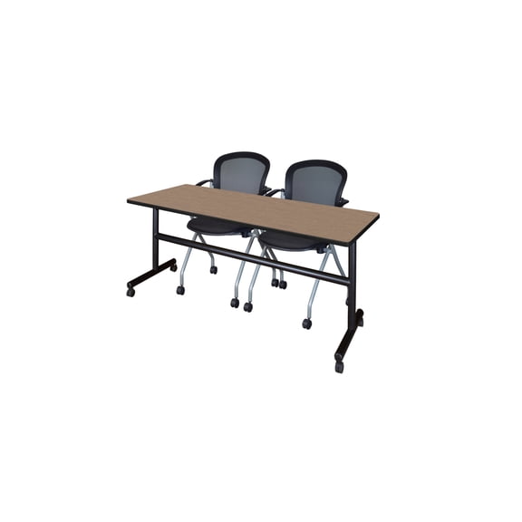 Regency Kobe 72 x 24 in. Flip-Top Training Nesting Table- Noble Oak, 2 Cadence Nesting Chairs