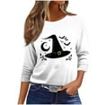 thumbnail image 5 of VKOYWKM Halloween T-Shirts for Women Spooky Graphic T Shirts 3/4 Length Sleeve Halloween Tops Vintage Round Neck Tunic Shirt Top, 5 of 5