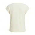 thumbnail image 4 of Blczomt Womens T Shirts Cute Trendy V Neck Beige Blouses Casual Cap Sleeve Short Sleeve,XXL, 4 of 4