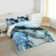 thumbnail image 3 of Feelyou Watercolor Marble Women Queen Comforter Set, Luxury Fashion Marbling Blue Bedding Sets, Chic Abstract Ombre Reversible Bedding Comforter Set, Lightweight Room Decor, 3-Piece, 3 of 8