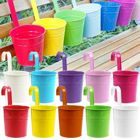 Metal Flower Pots, 10 Pcs Metal Iron Hanging Flower Pots Balcony ...