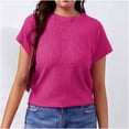 thumbnail image 5 of Horkkom Plus Size Tunic Tops for Women Crew Neck Solid Color Short Sleeve Shirts Summer Casual Loose Tops XXL, 5 of 9
