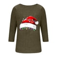 thumbnail image 5 of qucoqpe Women's Christmas Tree Tops Soft Ribbed Pullover Top, Casual Round Neck 3/4 Sleeve Sweaters for Women, 5 of 6