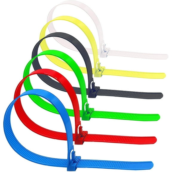 100 Pcs 12 Inch Color Reusable Zip Ties, Heavy Duty Releasable Cable Ties, Self-Locking Nylon Colored Zip Ties 50 Lbs Tensile Strength Cable Ties Wraps for Garden Plant Home Office Workshop