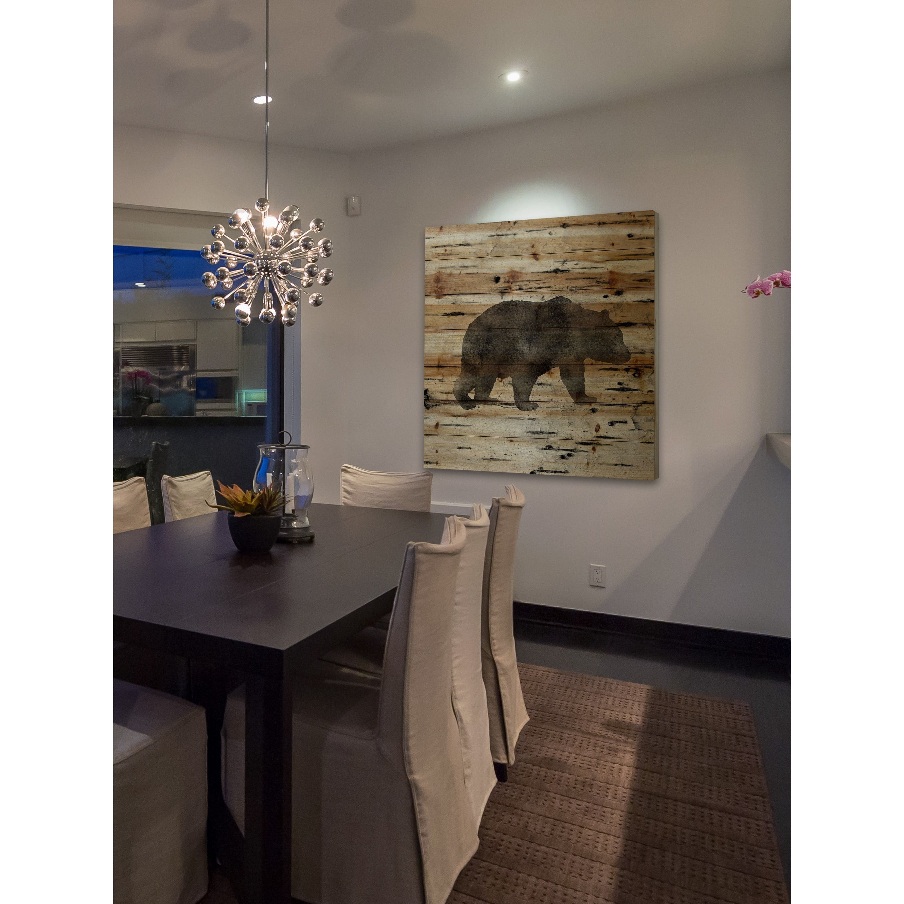 "Bear Birch Bark" Painting Print on Natural Pine Wood