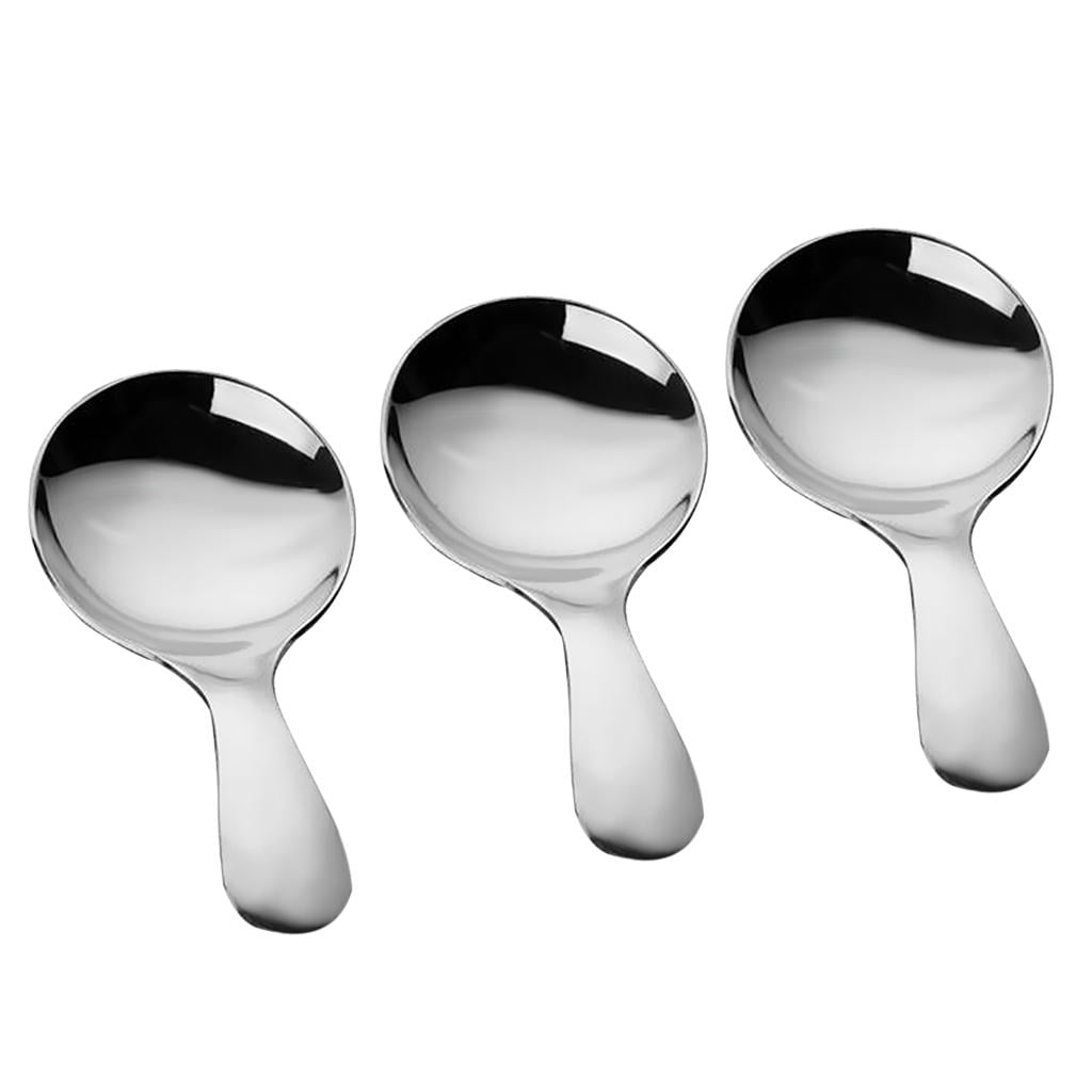 3Pcs Small Short Spoon Set Stainless Steel Condiments Spoon Teaspoon
