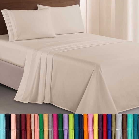 Sasttie Queen Size Sheets Set Brushed Microfiber, 4 Piece Sheet Set Upto 16 Inches Deep Pocket Bedding Sheets & Pillowcases