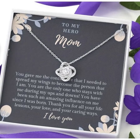 To My Mom Message Card Box From Son Daughter Necklace A Meaningful Necklace Perfect For Anniversaries Birthdays Valentine V7593 White Love Knot Necklace
