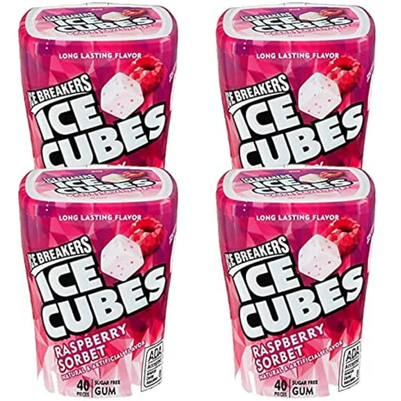 Ice Breakers Ice Cubes Raspberry Sorbet Gum Bottle- 4 Ct
