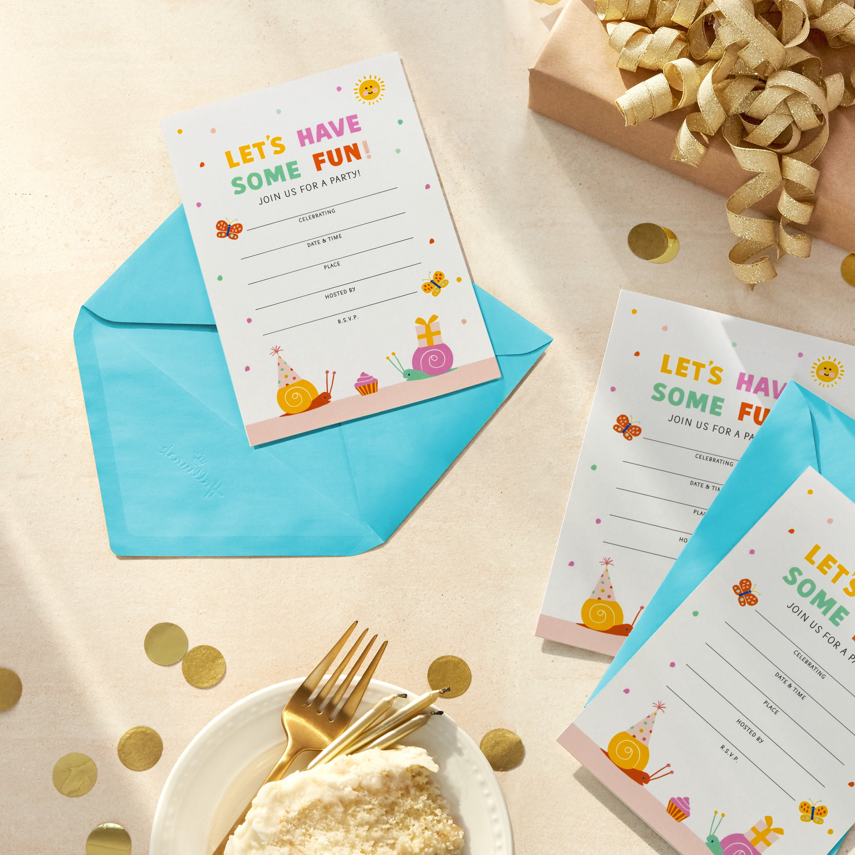 Hallmark Fill-in-the-Blank Kids Party Invitations (Colorful Snails), Pack of 10