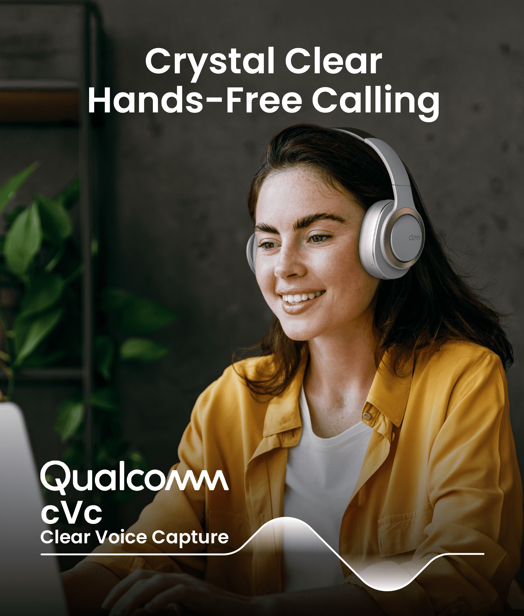 Cleer Enduro ANC Bluetooth Headphones, Noise Cancelling, 60 Hours Playtime, Hi-Res Audio, Light Grey