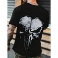 thumbnail image 2 of Men's Skull Graphic T-Shirt - Black Short Sleeve Crewneck with White Skull Design, Casual Summer Tee for Men Casual Attire Outdoor Clothing Crewneck Tee Lightweight Shirt, 2 of 6
