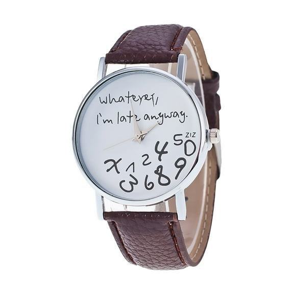 SUSHNAG Ladies Belt Watch Hot Women Leather Watch Whatever I Am Late Anyway Letter