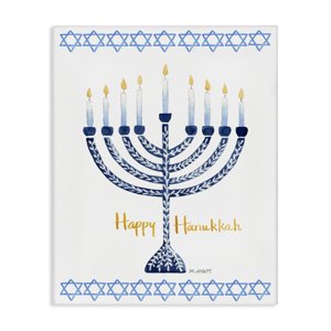 Stupell Victorian Happy Hanukkah Holiday Menorah Canvas Art