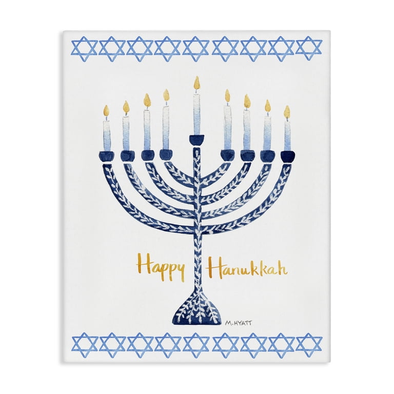 Stupell Victorian Happy Hanukkah Holiday Menorah Canvas Art photo 1
