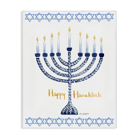 Stupell Victorian Happy Hanukkah Holiday Menorah Canvas Art
