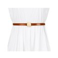 thumbnail image 4 of INSPIRE CHIC Faux Leather Skinny Belt for Women Round Metal Buckle Waist Belts For Jeans Dress Brown, 4 of 4