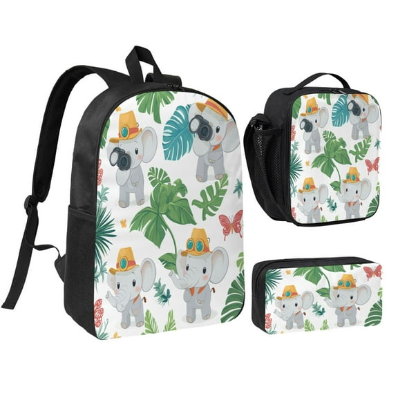 Elephant Backpack 17 Inch Set with Lunch Bag and CaseDurableTravel Bag Combo for Work Commuting Daily Use