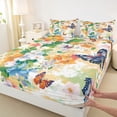 thumbnail image 3 of Homewish Garden Floral Flower Twin Sheet Sets, Kawaii Butterfly Twin Fitted Sheet, Oil Printing Artwork Flat Sheet, Luxury Bedroom Decor, 3 Pieces, 3 of 7