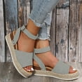 thumbnail image 3 of Dakaela Espadrilles Flatform Wedge Sandals for Women Open Toe Buckle Ankle Strap Platform Walking Shoes, 3 of 6