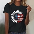 thumbnail image 2 of Lorytime Tee Shirts Womens Fourth of July Short Sleeve Shirt Crew Neck Summer Tee Stripe Star Basic Clothes M, 2 of 5