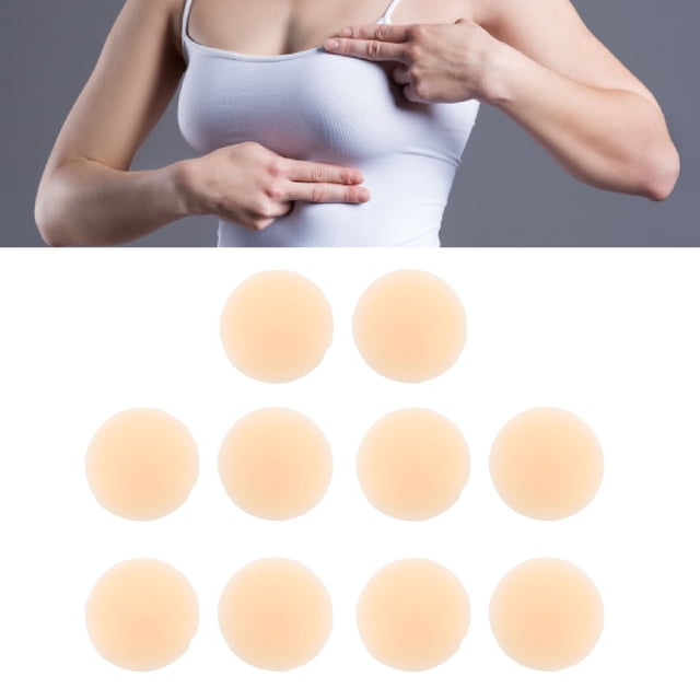 Sonew 5 Pares de Cubiertas para Pezones, Pegatinas adhesivas reutilizables de silicona resistentes al sudor para vestidos sin espalda de 8 cm