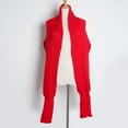 thumbnail image 7 of Ediodpoh Fashion Winter Warm Solid Color Knitted Wrap Scarf Crochet Thick Shawl Cape with Sleeves for Women Red, 7 of 7